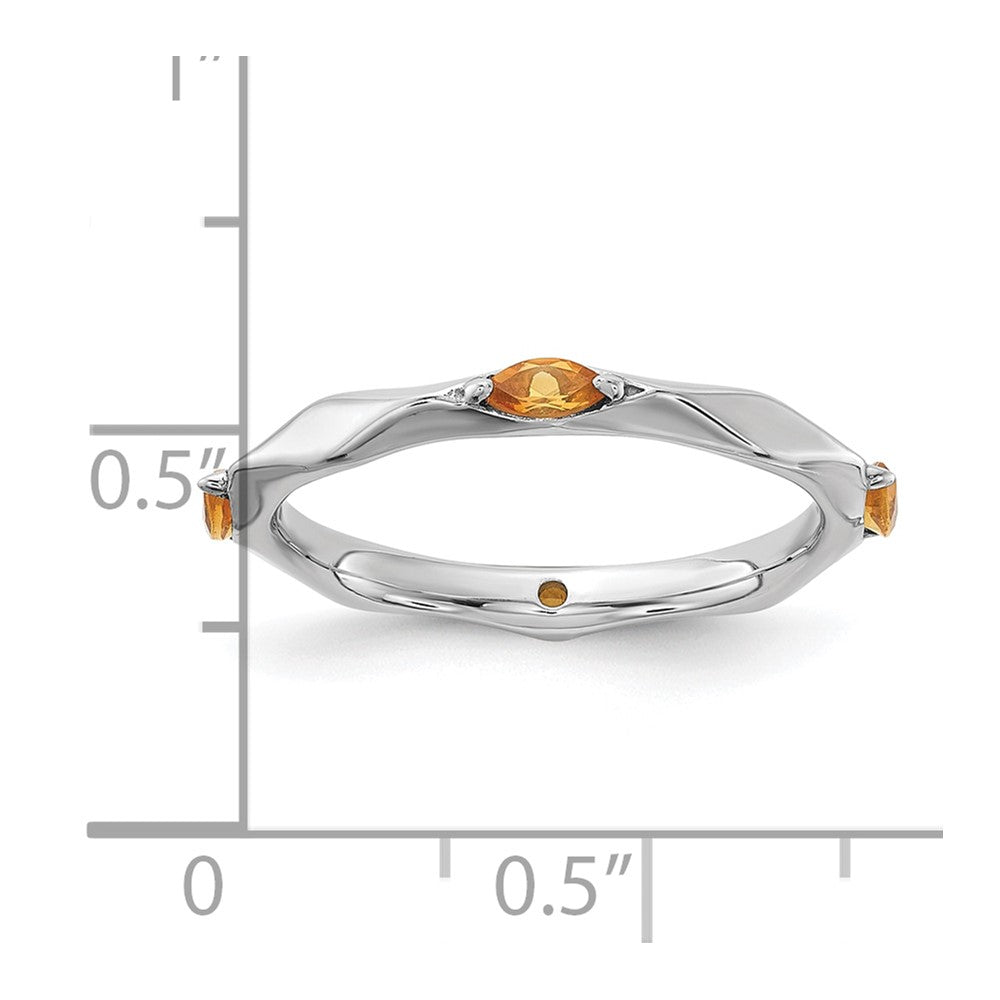 Sterling Silver Stackable Expressions Rhodium-plated Citrine Ring