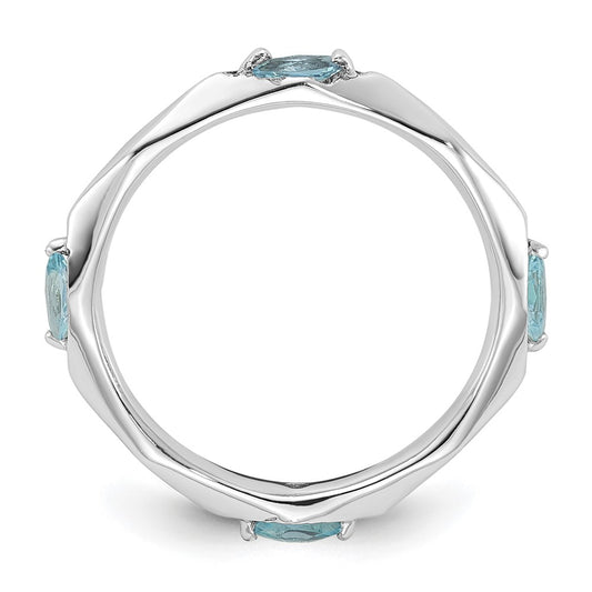 Sterling Silver Stackable Expressions Rhodium-plated Blue Topaz Ring