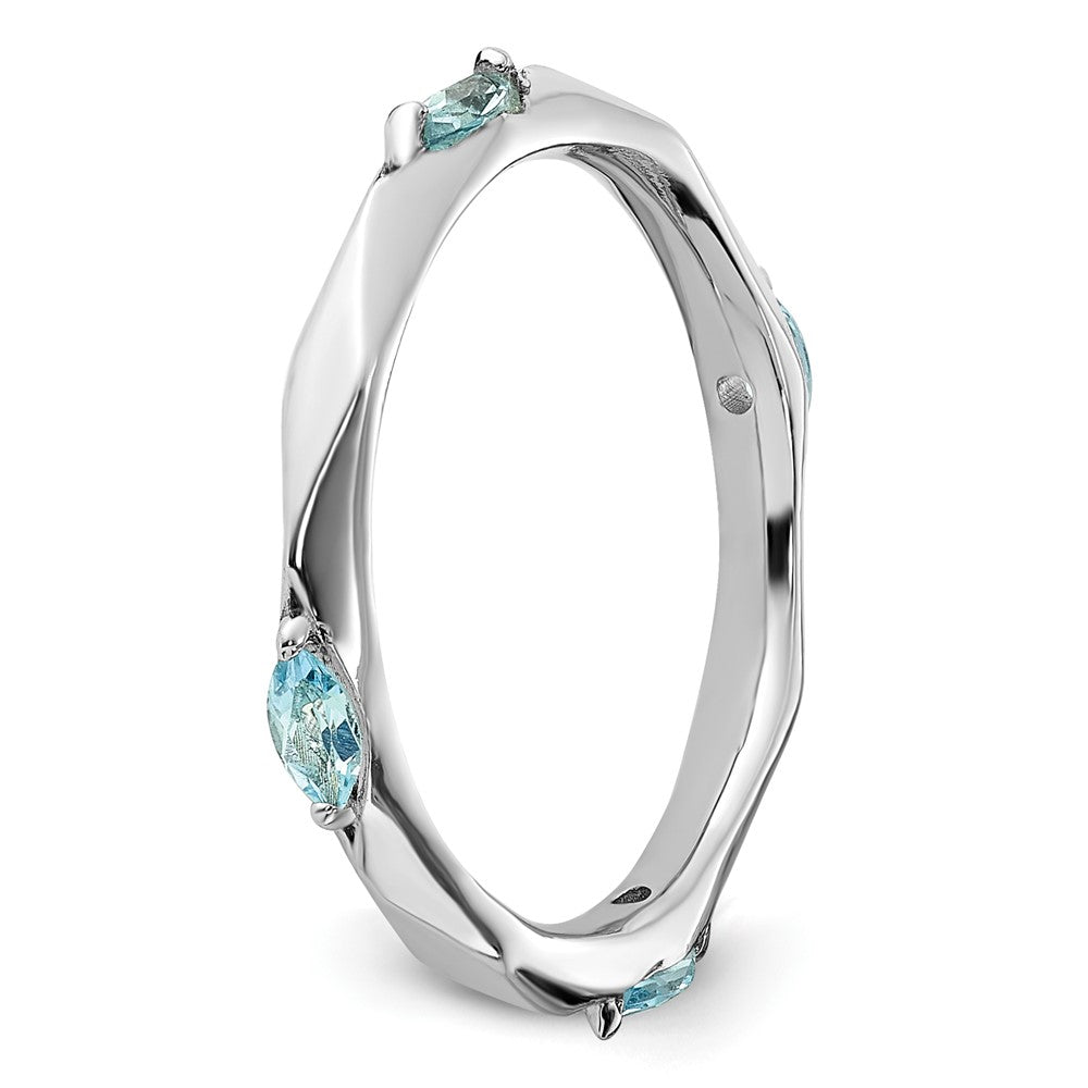 Sterling Silver Stackable Expressions Rhodium-plated Blue Topaz Ring