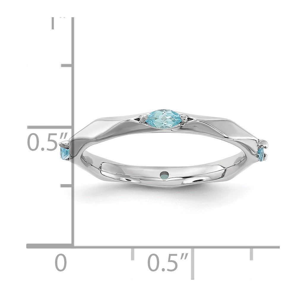 Sterling Silver Stackable Expressions Rhodium-plated Blue Topaz Ring