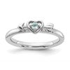 Sterling Silver Stackable Expressions Rhodium-plated Aquamarine Heart with Arrow Ring