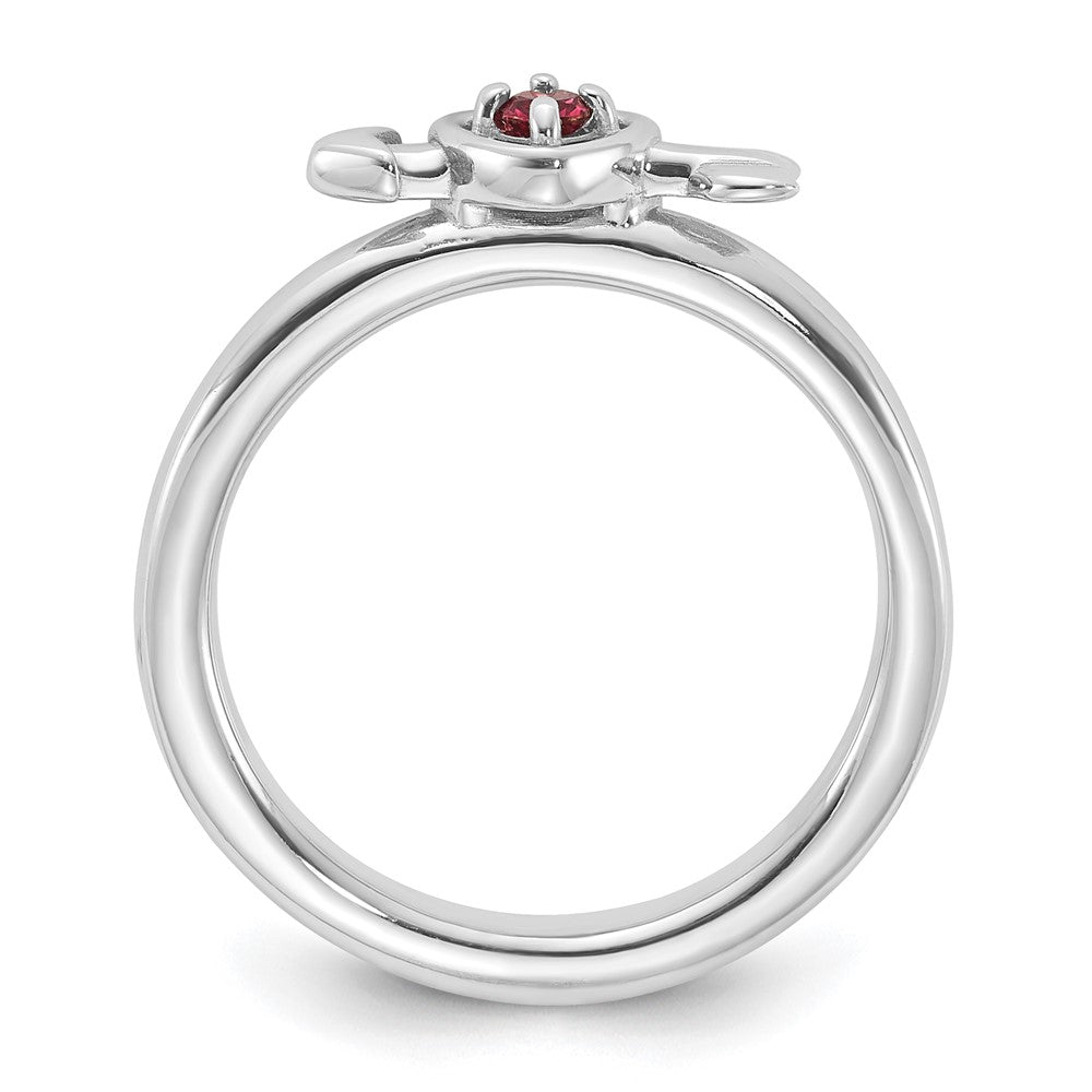 Sterling Silver Stackable Expressions Rhodium-plated Pink Tourmaline Heart with Arrow Ring