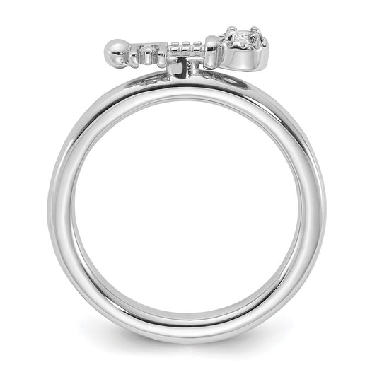 Sterling Silver Stackable Expressions Rhodium-plated White Topaz Key Ring