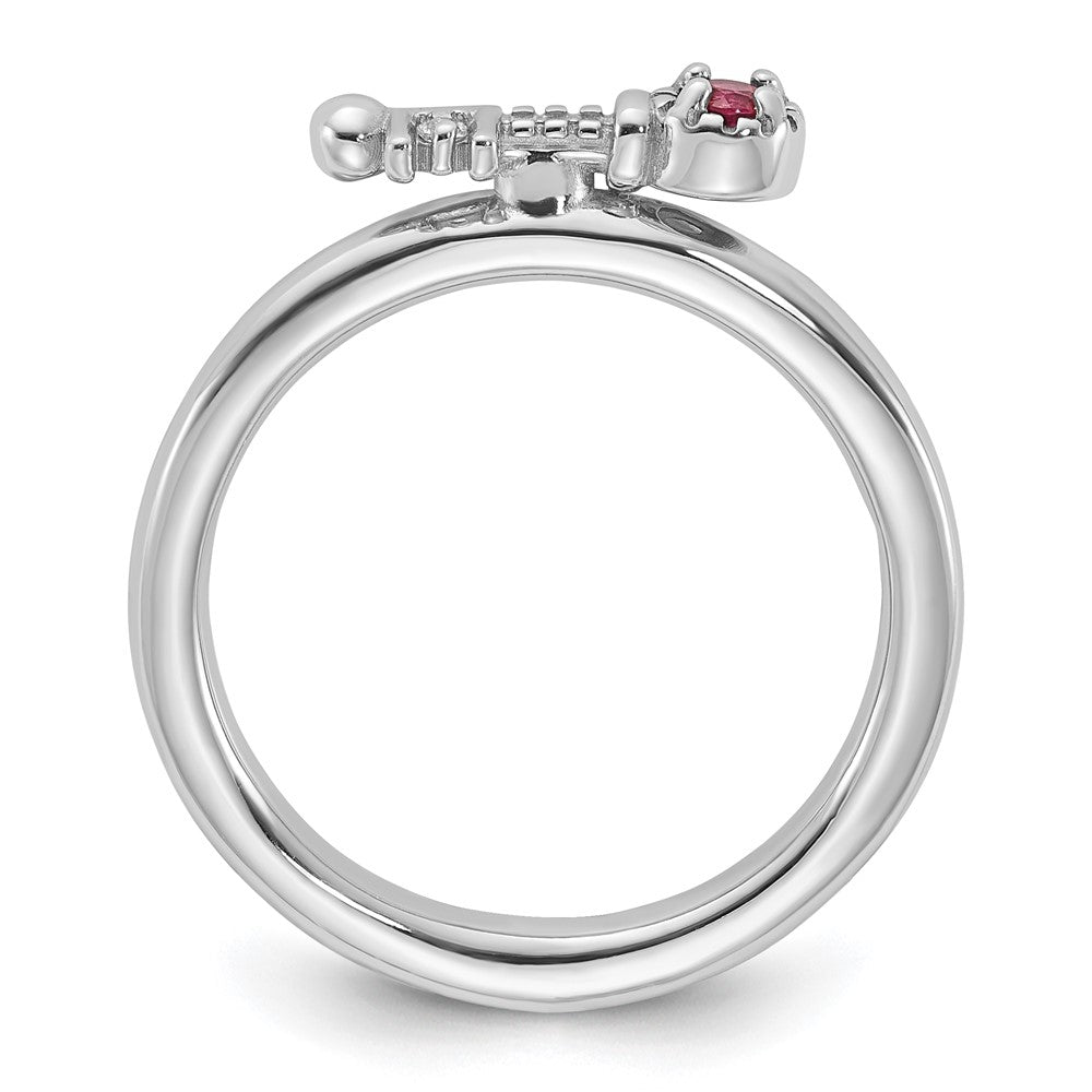 Sterling Silver Stackable Expressions Rhodium-plated Pink Tourmaline and White Topaz Key Ring