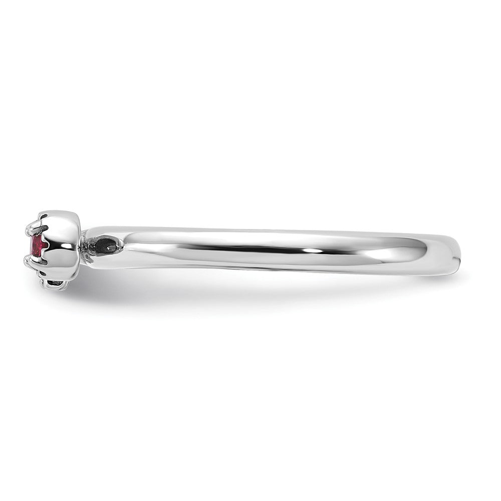 Sterling Silver Stackable Expressions Rhodium-plated Pink Tourmaline and White Topaz Key Ring