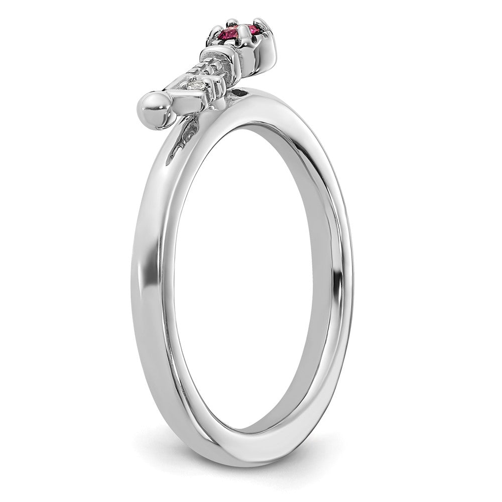 Sterling Silver Stackable Expressions Rhodium-plated Pink Tourmaline and White Topaz Key Ring