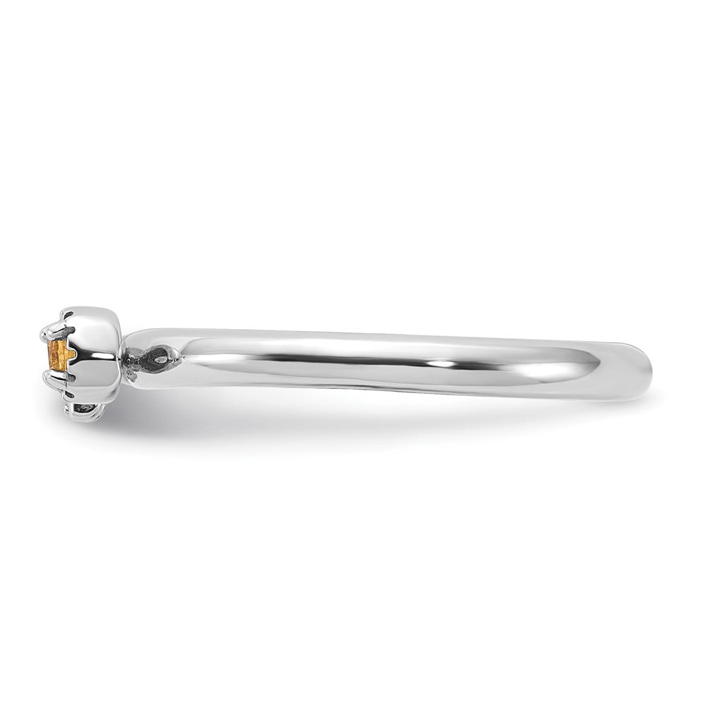 Sterling Silver Stackable Expressions Rhodium-plated Citrine and White Topaz Key Ring