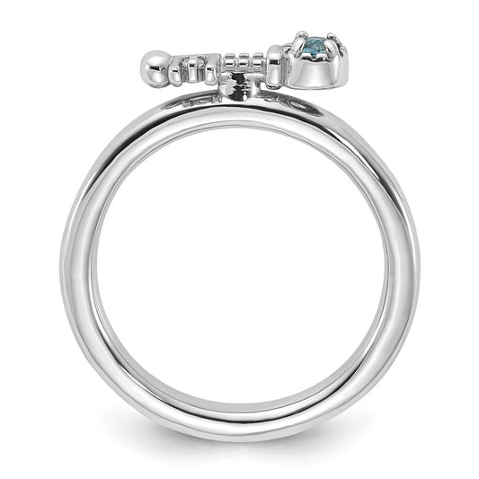 Sterling Silver Stackable Expressions Rhodium-plated Blue and White Topaz Key Ring