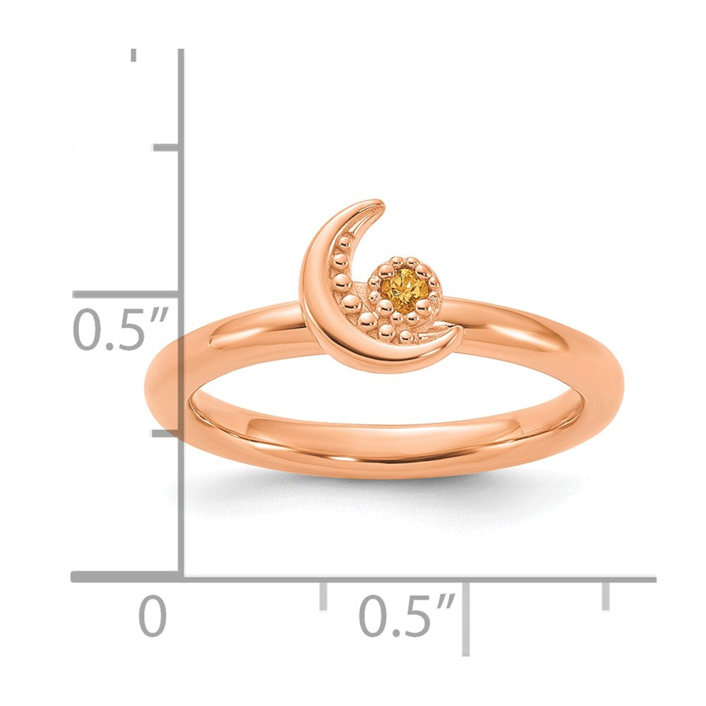 Sterling Silver Stackable Expressions Rose Gold-plated Citrine Moon Ring