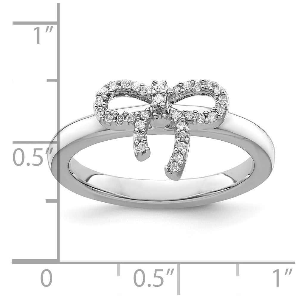 Sterling Silver Stackable Expressions Bow Diamond Ring
