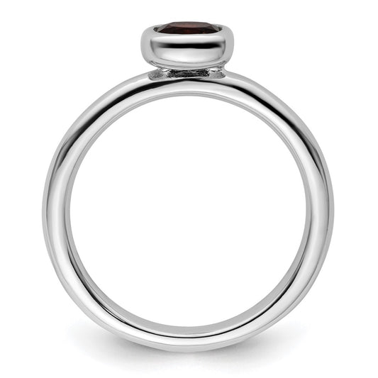 Sterling Silver Stackable Expressions Cushion Cut Garnet Ring