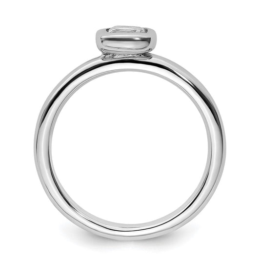 Sterling Silver Stackable Expressions Cushion Cut White Topaz Ring