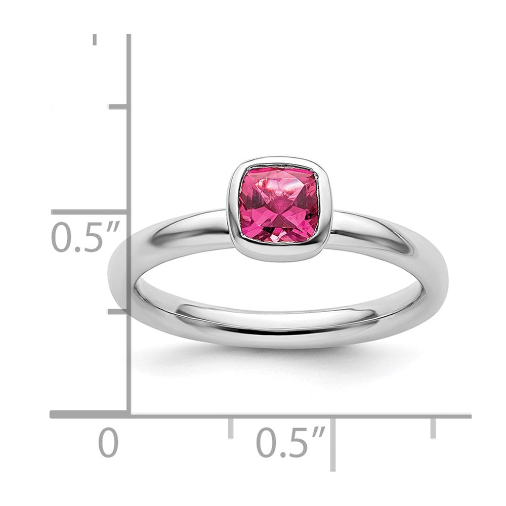 SS Stackable Expressions Cushion Cut Pink Tourmaline Ring