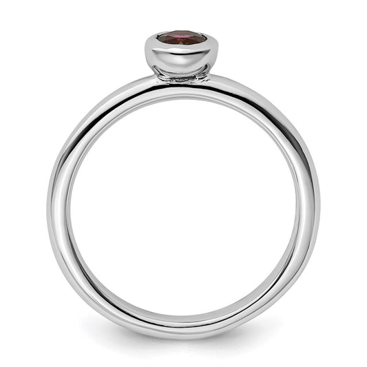 SS Stackable Expressions Low 4mm Round Rhodolite Garnet Ring