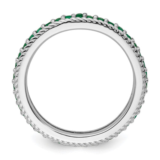 Sterling Silver Stackable Expressions Polished Cr. Emerald Eternity Ring