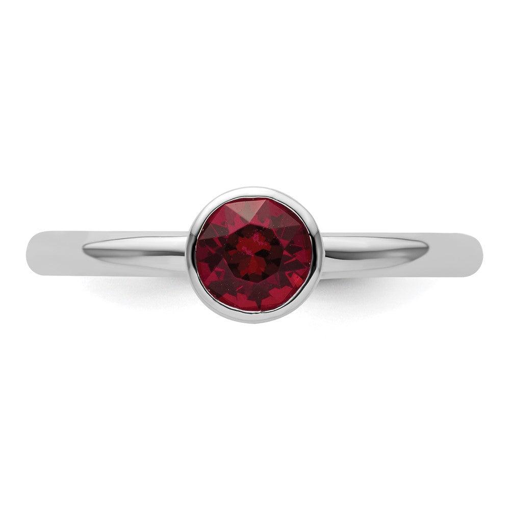 Sterling Silver Stackable Expressions High 5mm January Crystal Ring