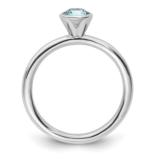 Sterling Silver Stackable Expressions High 5mm March Crystal Ring