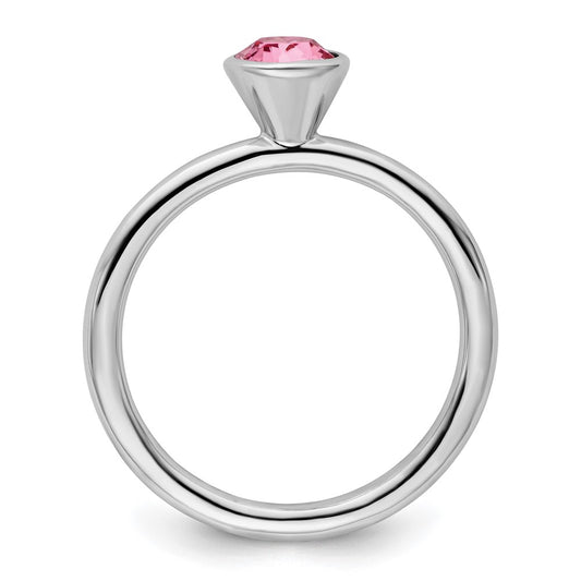 Sterling Silver Stackable Expressions High 5mm October Crystal Ring