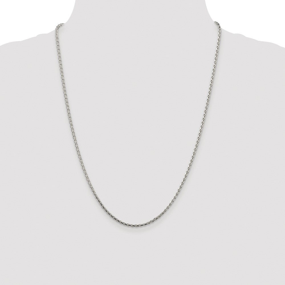 Sterling Silver Rhodium-plated 2.15mm Diamond-cut Round Spiga Chain