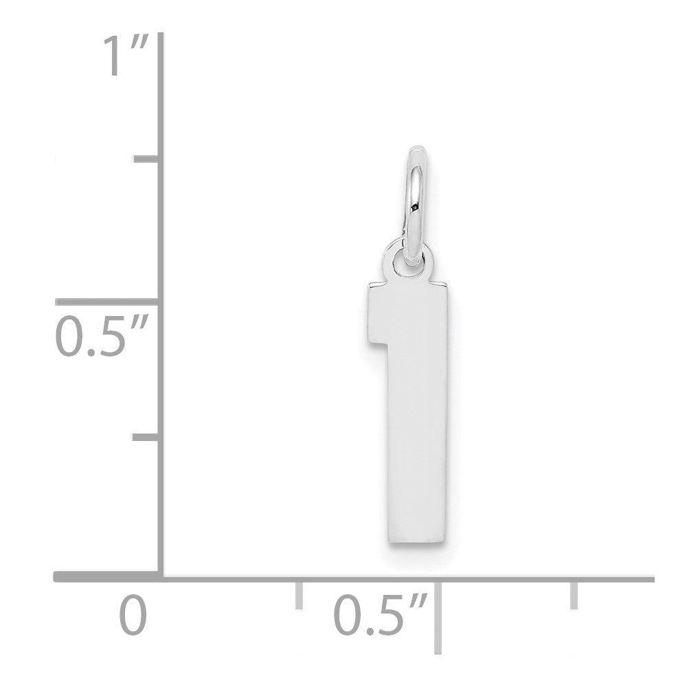 Sterling Silver/Rhodium-plated Polished Number 1 Charm