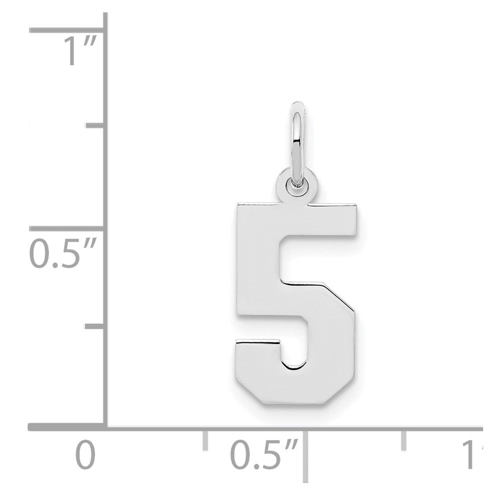 Sterling Silver/Rhodium-plated Polished Number 5 Charm