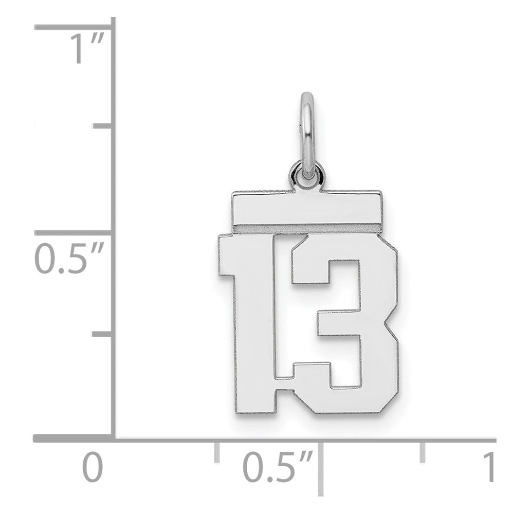 Sterling Silver/Rhodium-plated Polished Number 13 Charm
