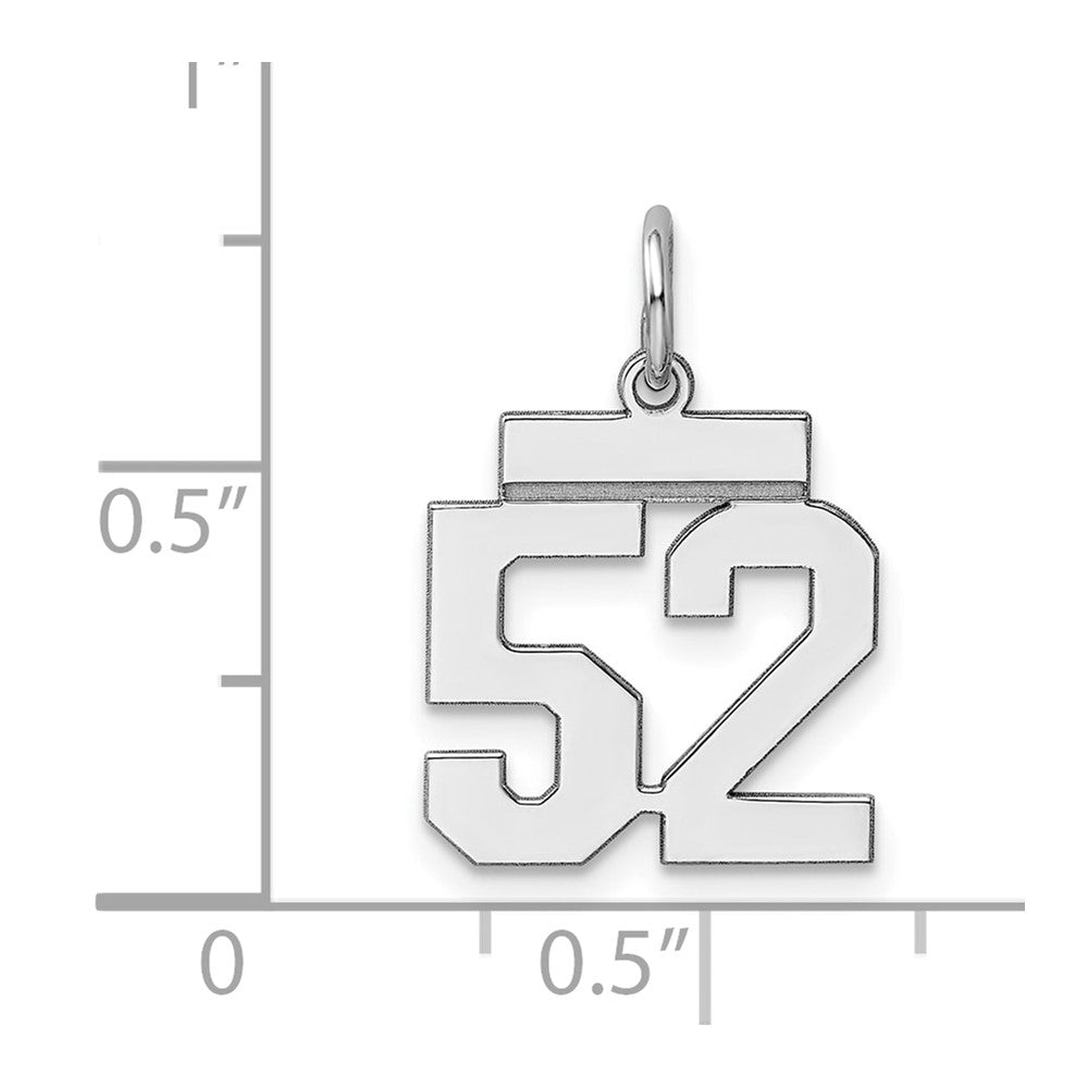 Sterling Silver/Rhodium-plated Polished Number 52 Charm