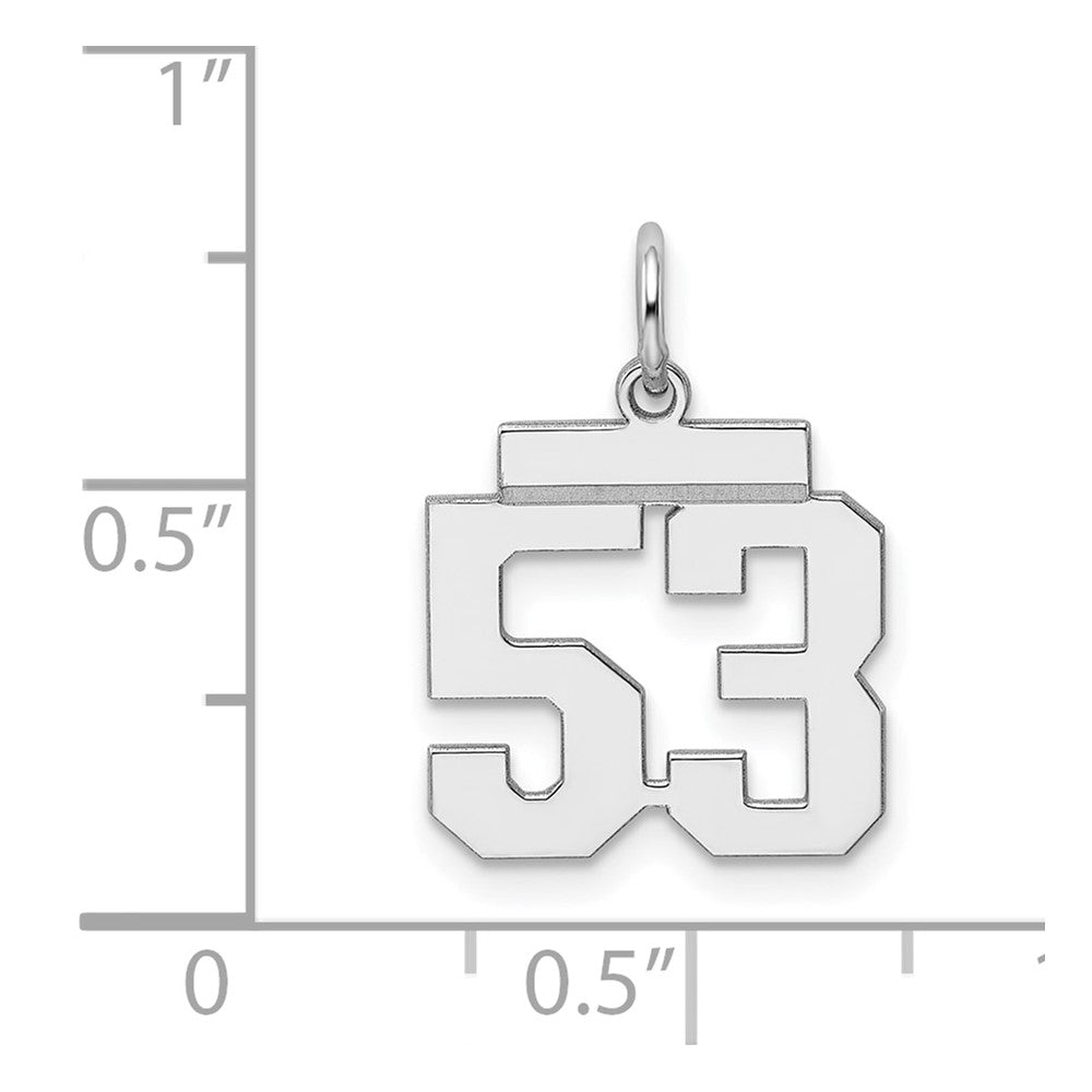 Sterling Silver/Rhodium-plated Polished Number 53 Charm