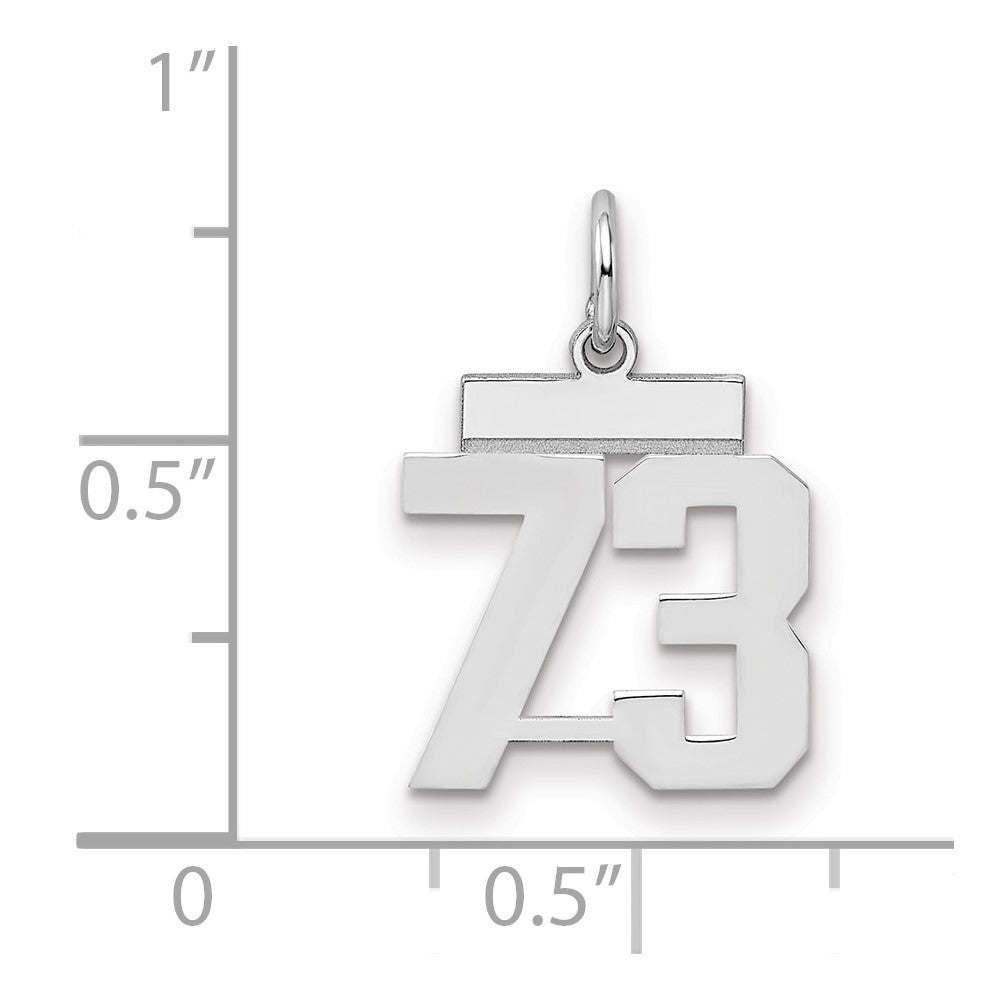 Sterling Silver/Rhodium-plated Polished Number 73 Charm