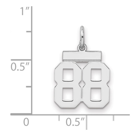 Sterling Silver/Rhodium-plated Polished Number 88 Charm