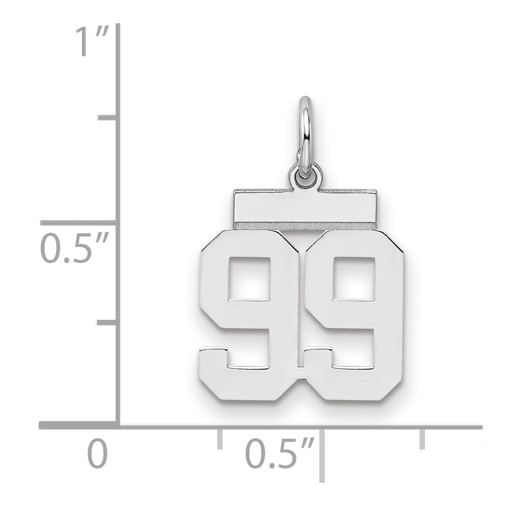 Sterling Silver/Rhodium-plated Polished Number 99 Charm