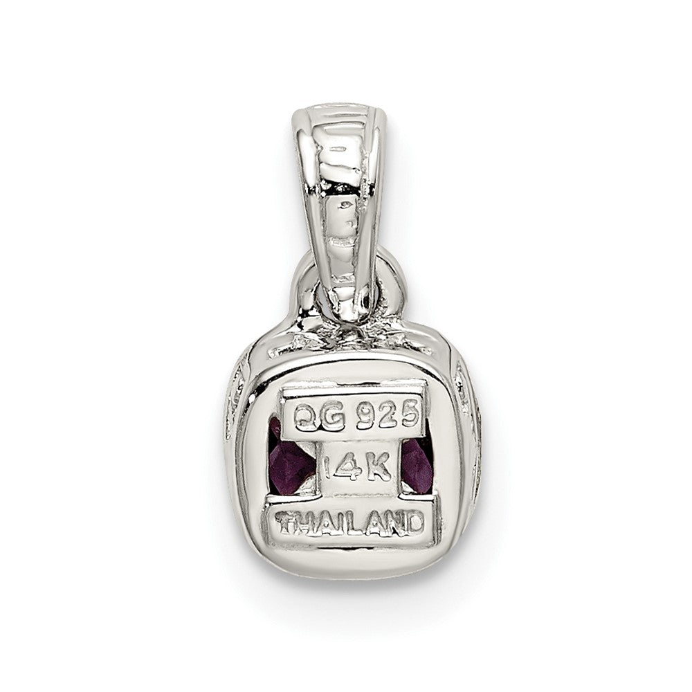 Shey Couture Sterling Silver Rhodium-plated with 14k Accent Polished Cushion-cut Amethyst Pendant