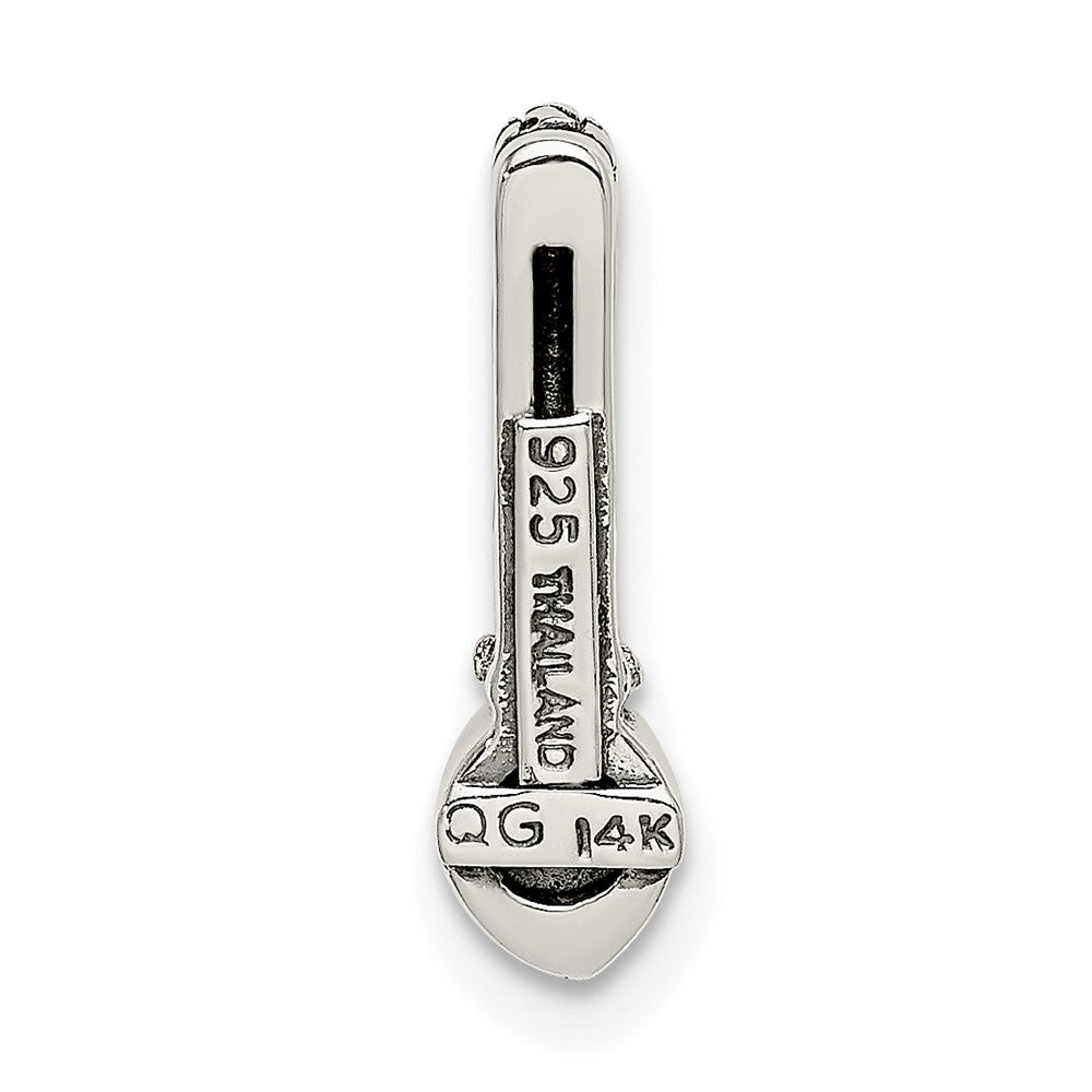 Shey Couture Sterling Silver Antiqued with 14k Accent Polished White Topaz Chain Slide Pendant
