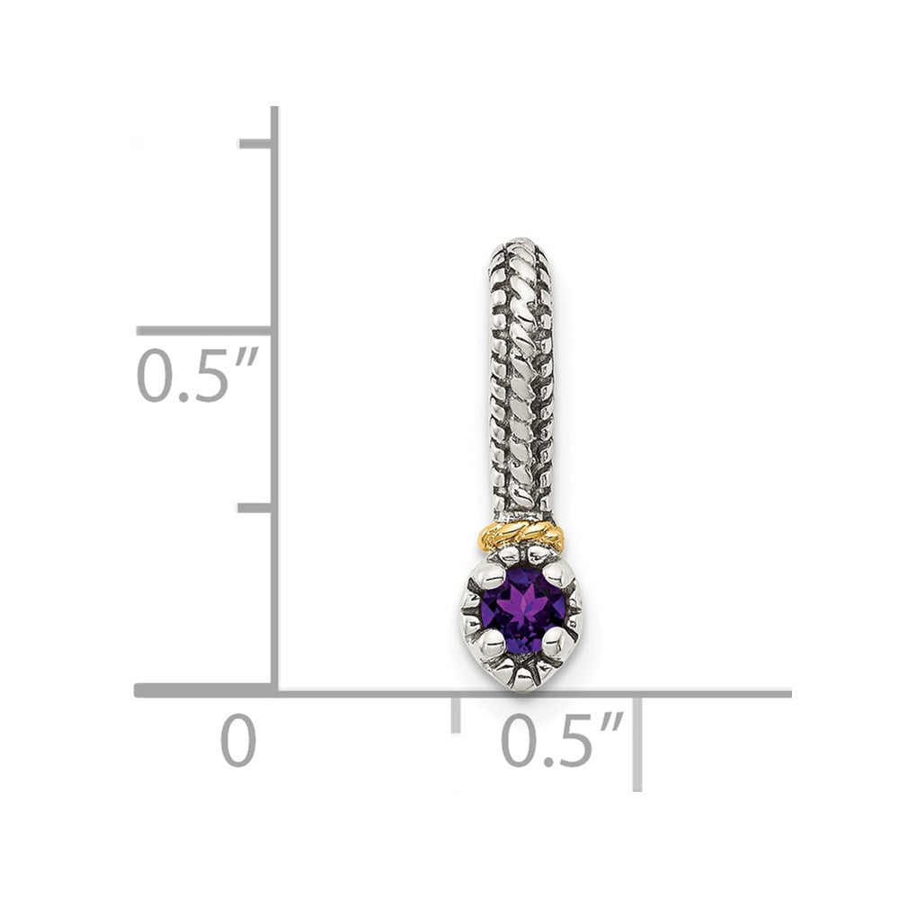 Shey Couture Sterling Silver Antiqued with 14k Accent Polished Amethyst Chain Slide Pendant
