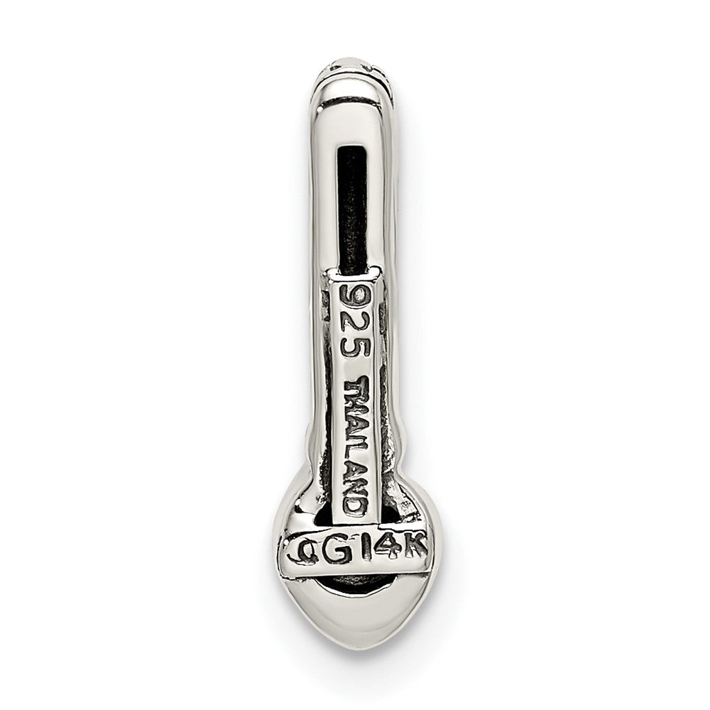 Shey Couture Sterling Silver Antiqued with 14k Accent Polished Rhodolite Garnet Chain Slide Pendant