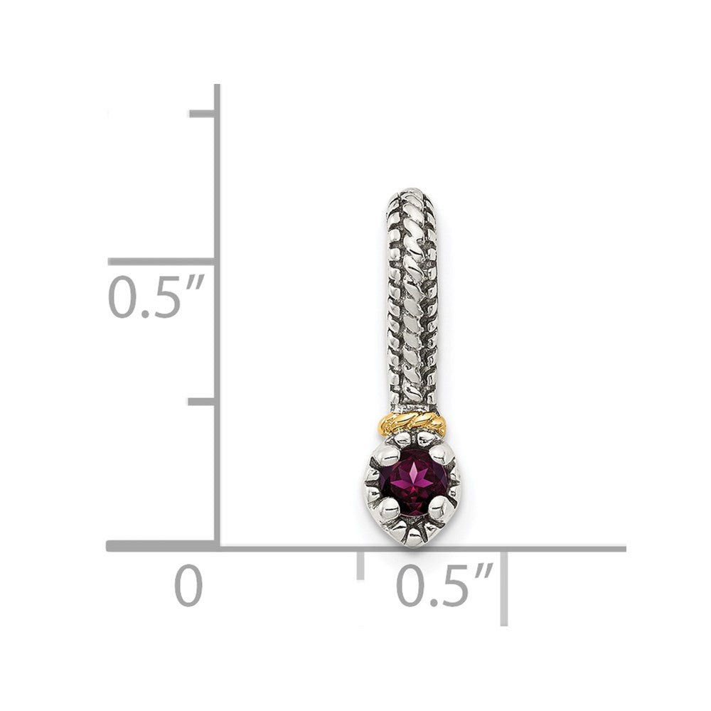 Shey Couture Sterling Silver Antiqued with 14k Accent Polished Rhodolite Garnet Chain Slide Pendant