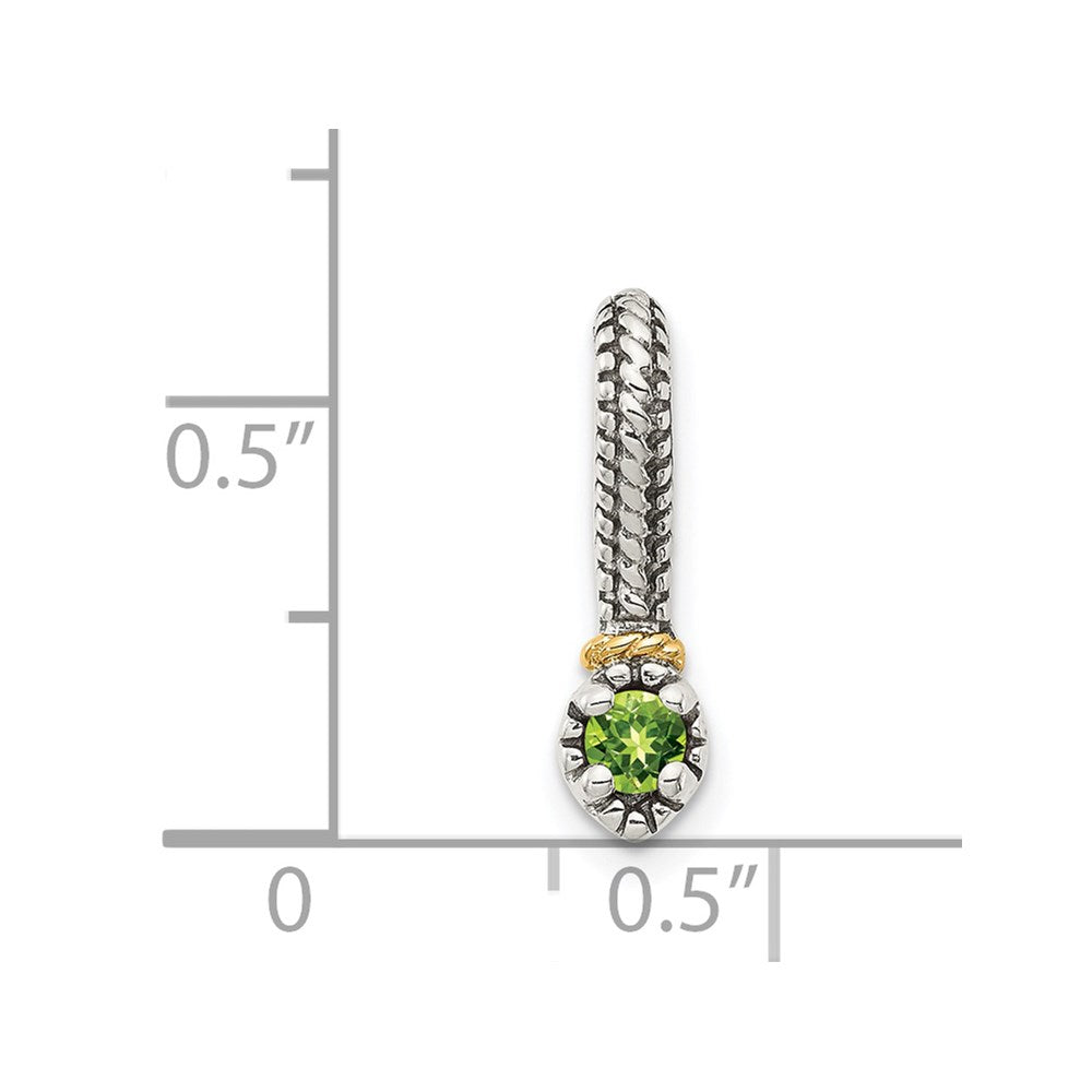 Shey Couture Sterling Silver Antiqued with 14k Accent Polished Peridot Chain Slide Pendant