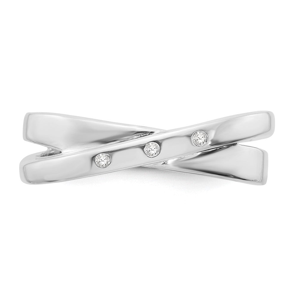 White Ice Sterling Silver Rhodium-plated Diamond Crossover Ring