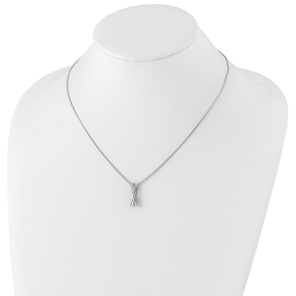 White Ice Sterling Silver Rhodium-plated 18 Inch Diamond Crossover Necklace with 2 Inch Extender