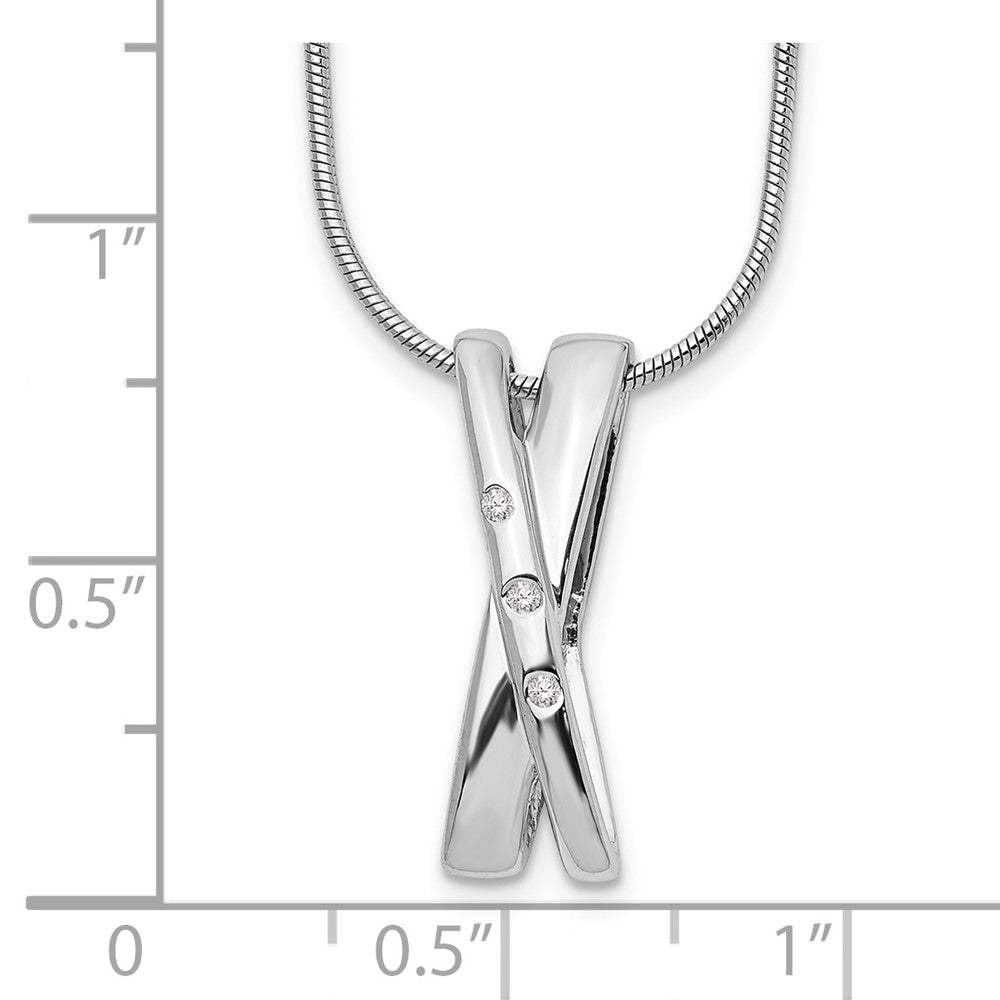 White Ice Sterling Silver Rhodium-plated 18 Inch Diamond Crossover Necklace with 2 Inch Extender