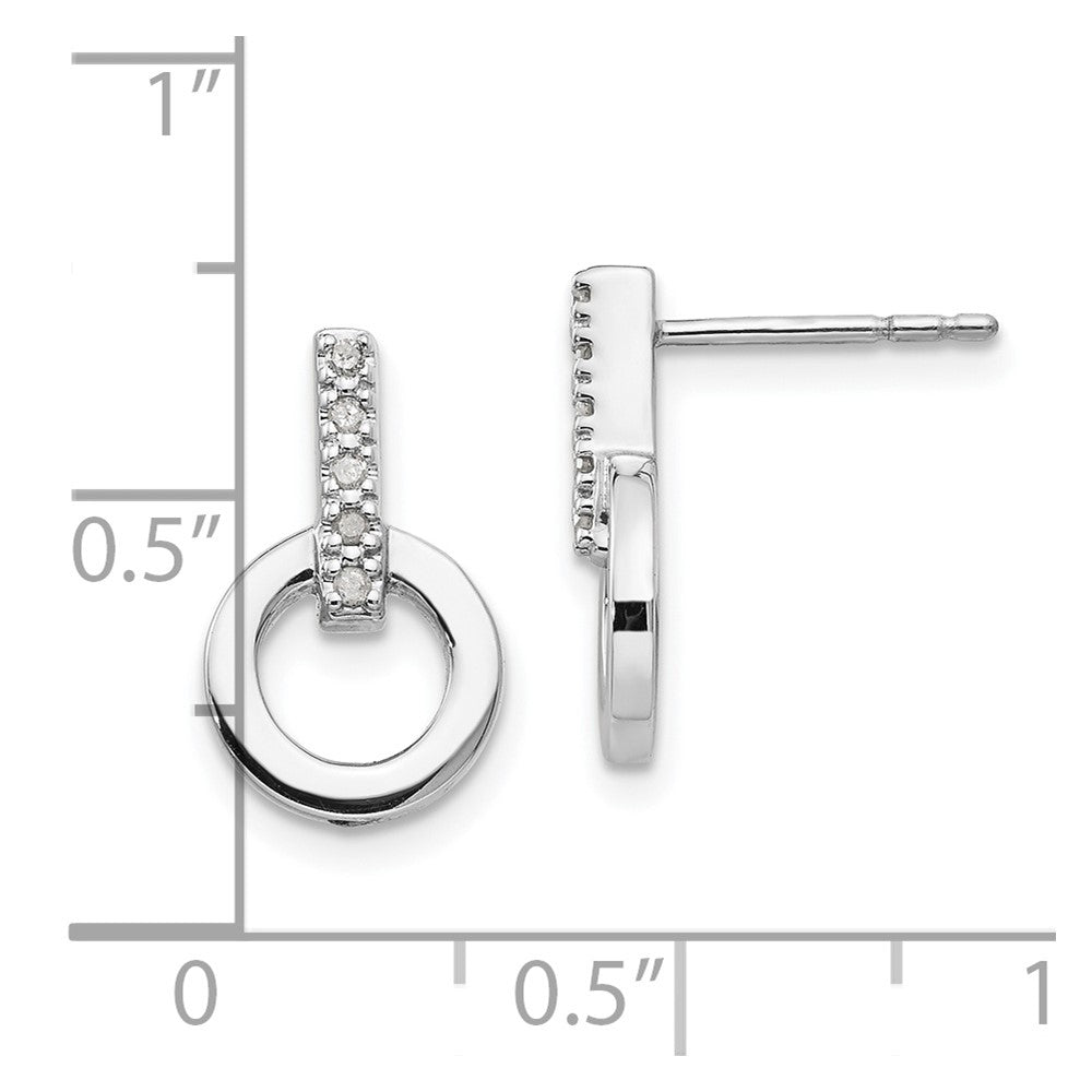 White Ice Sterling Silver Rhodium-plated Diamond Open Circle Post Earrings