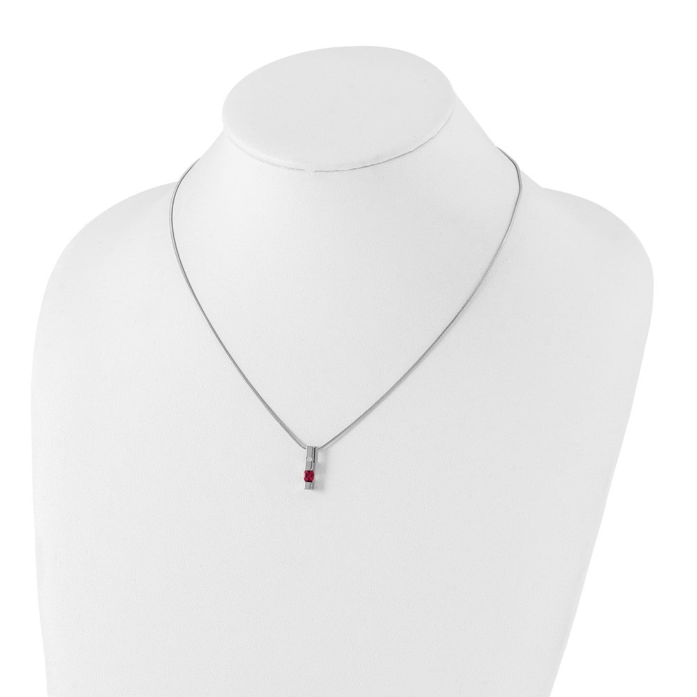 White Ice Sterling Silver Rhodium-plated 18 Inch Diamond and Pink Tourmaline Necklace with 2 Inch Extender