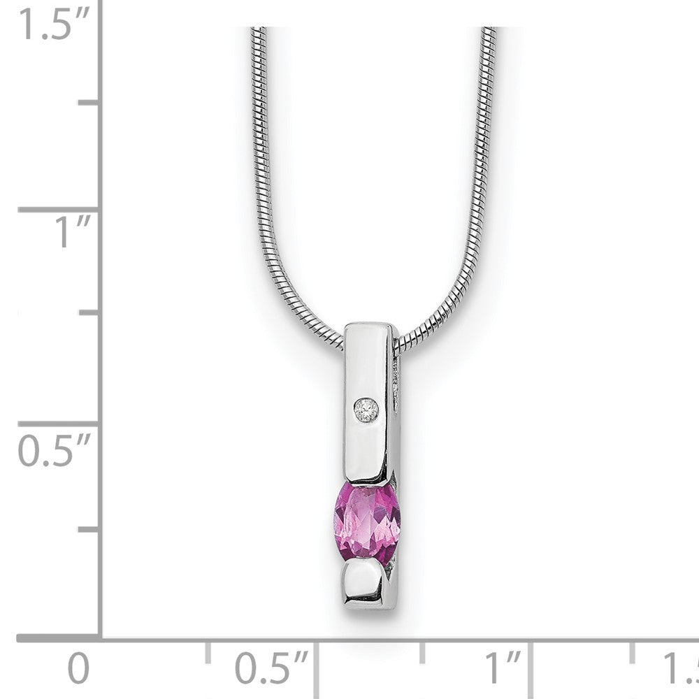 White Ice Sterling Silver Rhodium-plated 18 Inch Diamond and Pink Tourmaline Necklace with 2 Inch Extender
