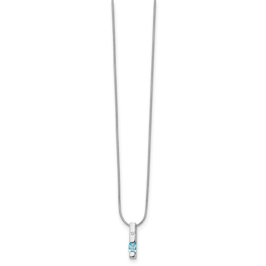 White Ice Sterling Silver Rhodium-plated 18 inch Diamond and Blue Topaz Necklace with 2 inch Extender