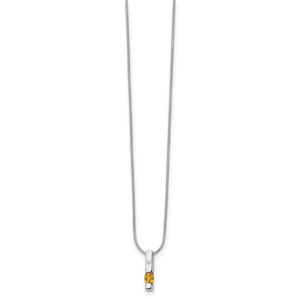 White Ice Sterling Silver Rhodium-plated 18 inch Diamond and Citrine Necklace with 2 inch Extender