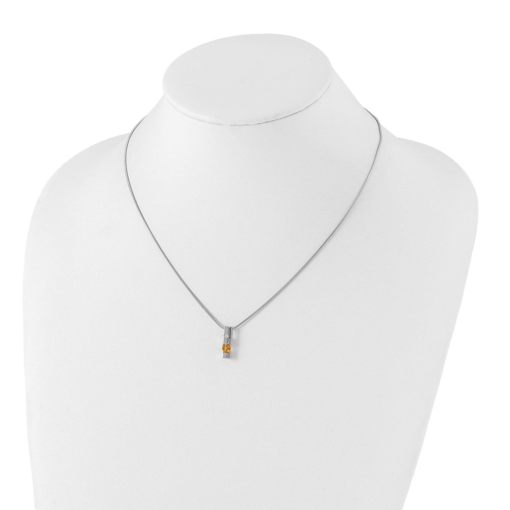 White Ice Sterling Silver Rhodium-plated 18 inch Diamond and Citrine Necklace with 2 inch Extender