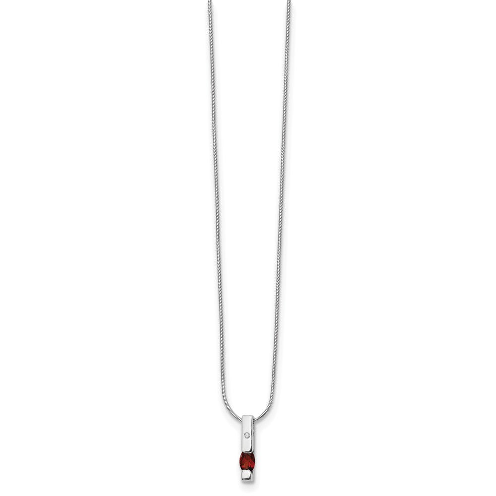 White Ice Sterling Silver Rhodium-plated 18 inch Diamond and Garnet Necklace with 2 inch Extender