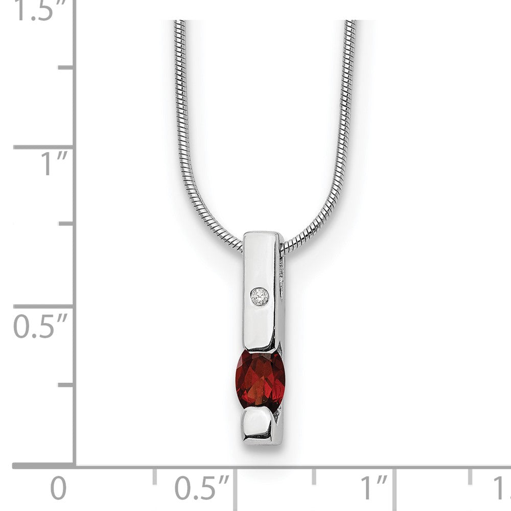 White Ice Sterling Silver Rhodium-plated 18 inch Diamond and Garnet Necklace with 2 inch Extender