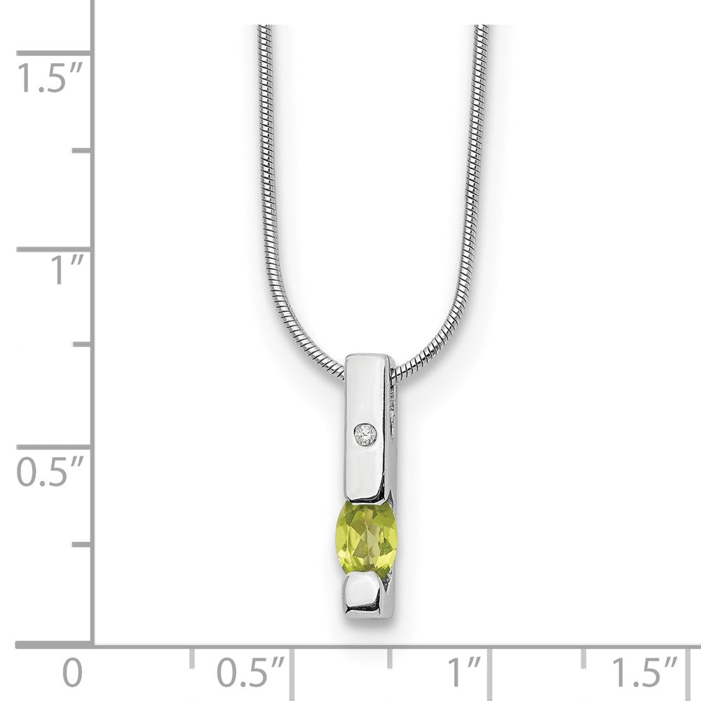 White Ice Sterling Silver Rhodium-plated 18 inch Diamond and Peridot Necklace with 2 inch Extender