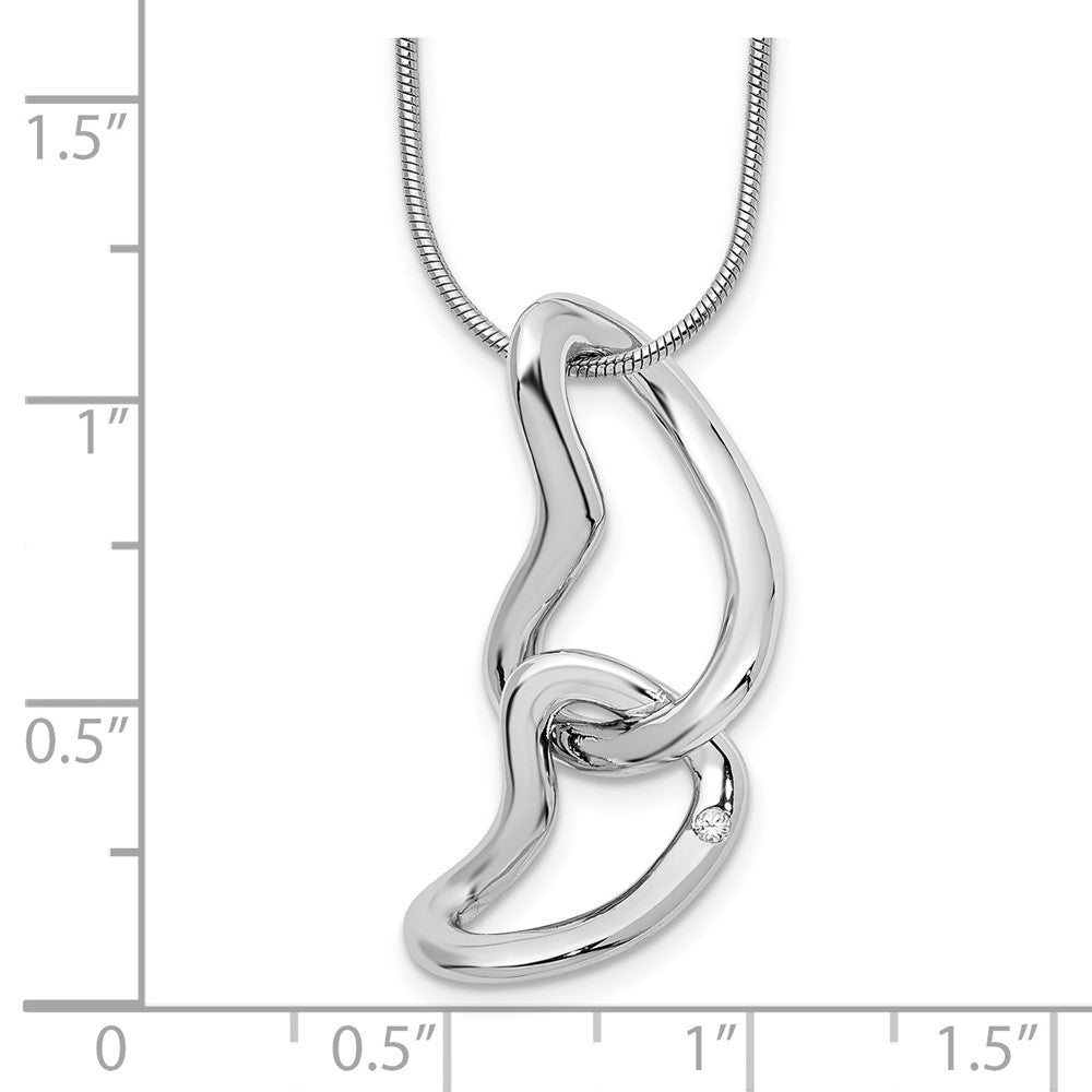 White Ice Sterling Silver Rhodium-plated 18 Inch Diamond Hearts Necklace with 2 Inch Extender